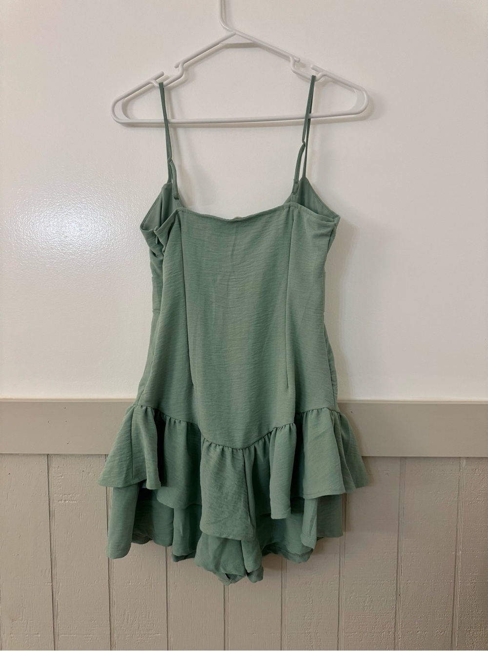 Sage Green Ruffle Romper - Picture 2 of 3